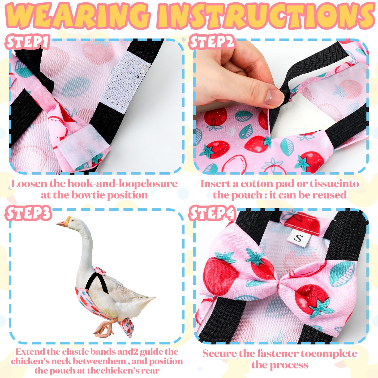 DoubleFill size-m diaper fits birds 1.1–3.3 lb with elastic comfort