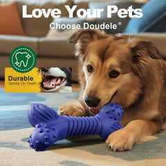 Doudele durable rubber bone with beef flavor designed for extended chewing.