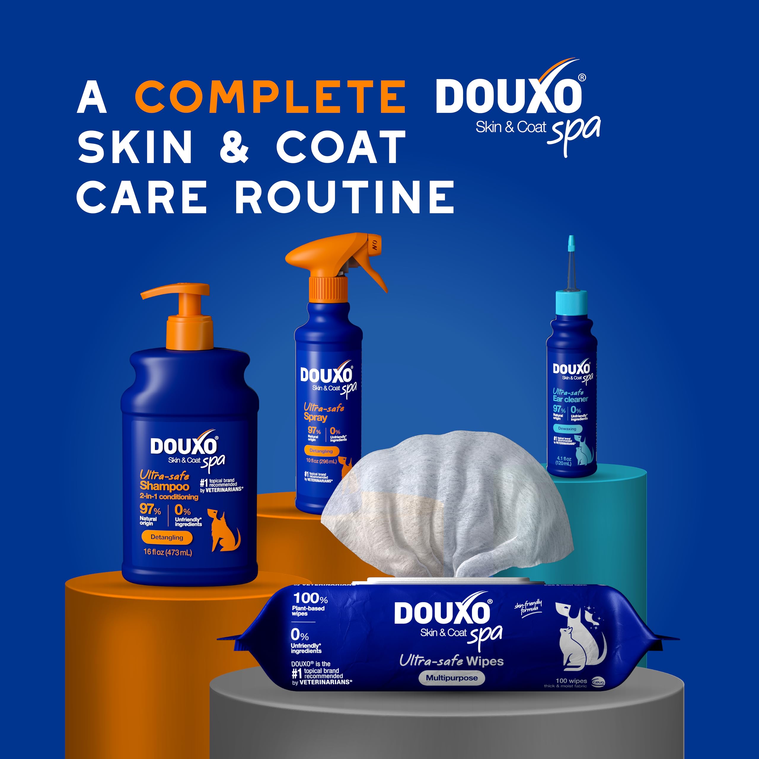 DOUXO 10 fl oz bottle enables easy at-home grooming sessions for busy pet owners.