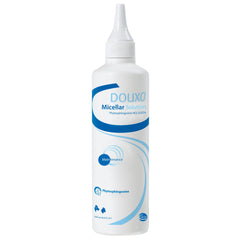 Douxo micellar ear cleansing solution for pets; gentle cleansing for clean ears.