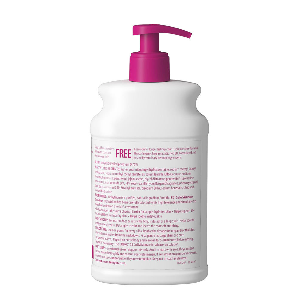 Douxo S3 Calm Shampoo supports skin ecosystem while smoothing fur.