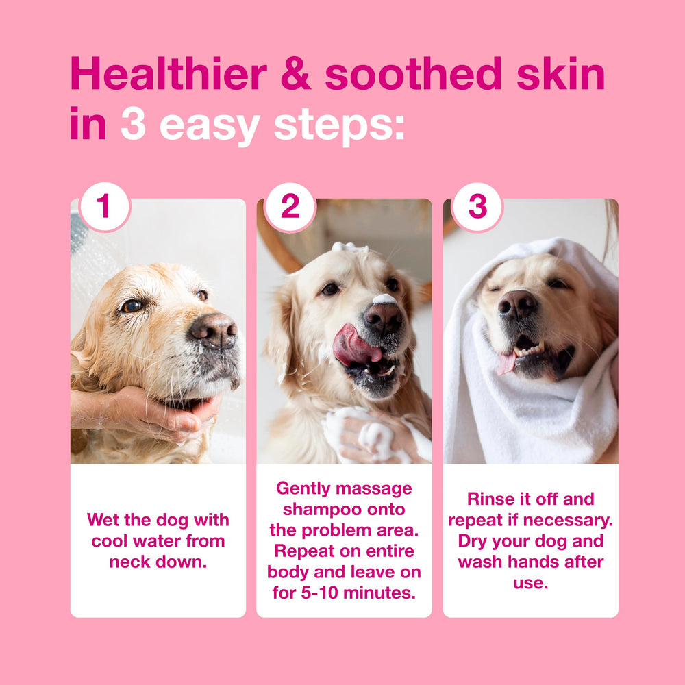 Douxo S3 Calm Shampoo bottle label showing 0.75% Ophytrium for soothing care.