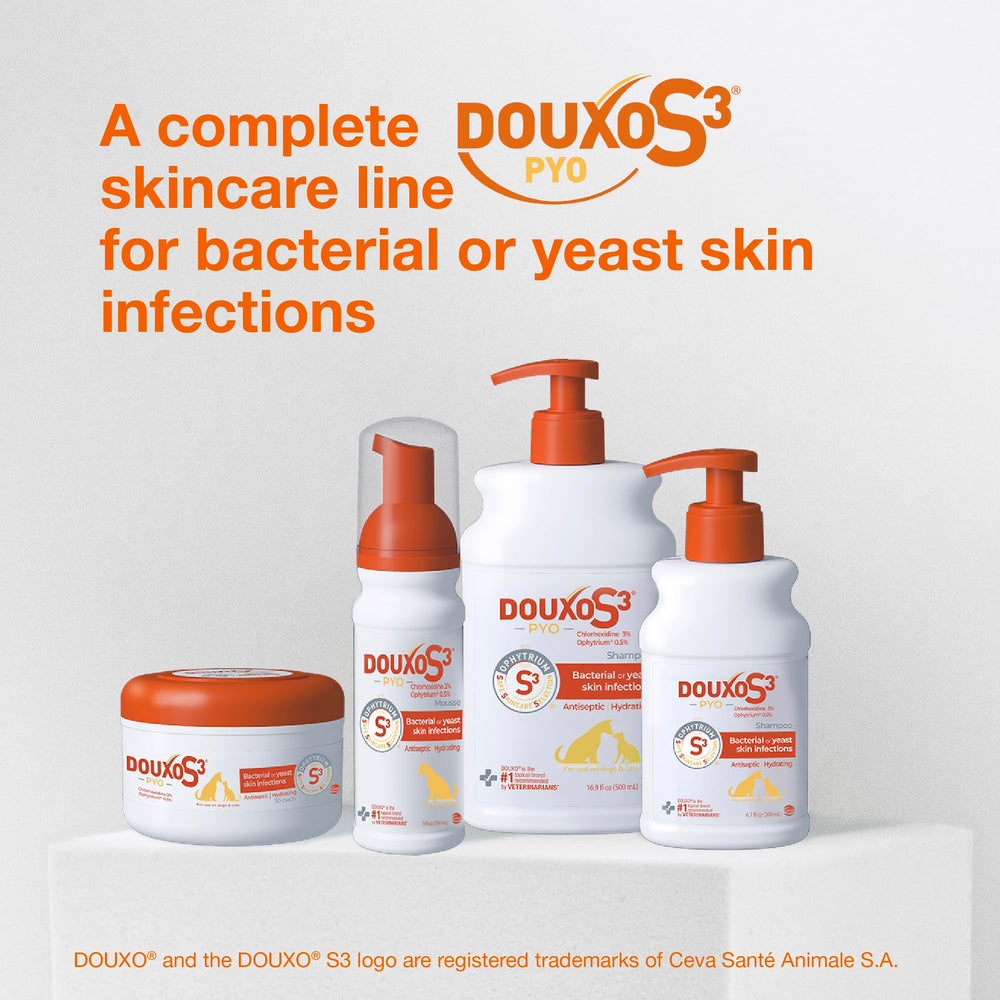 Douxo S3 Pyo Mousse free from soaps and parabens.