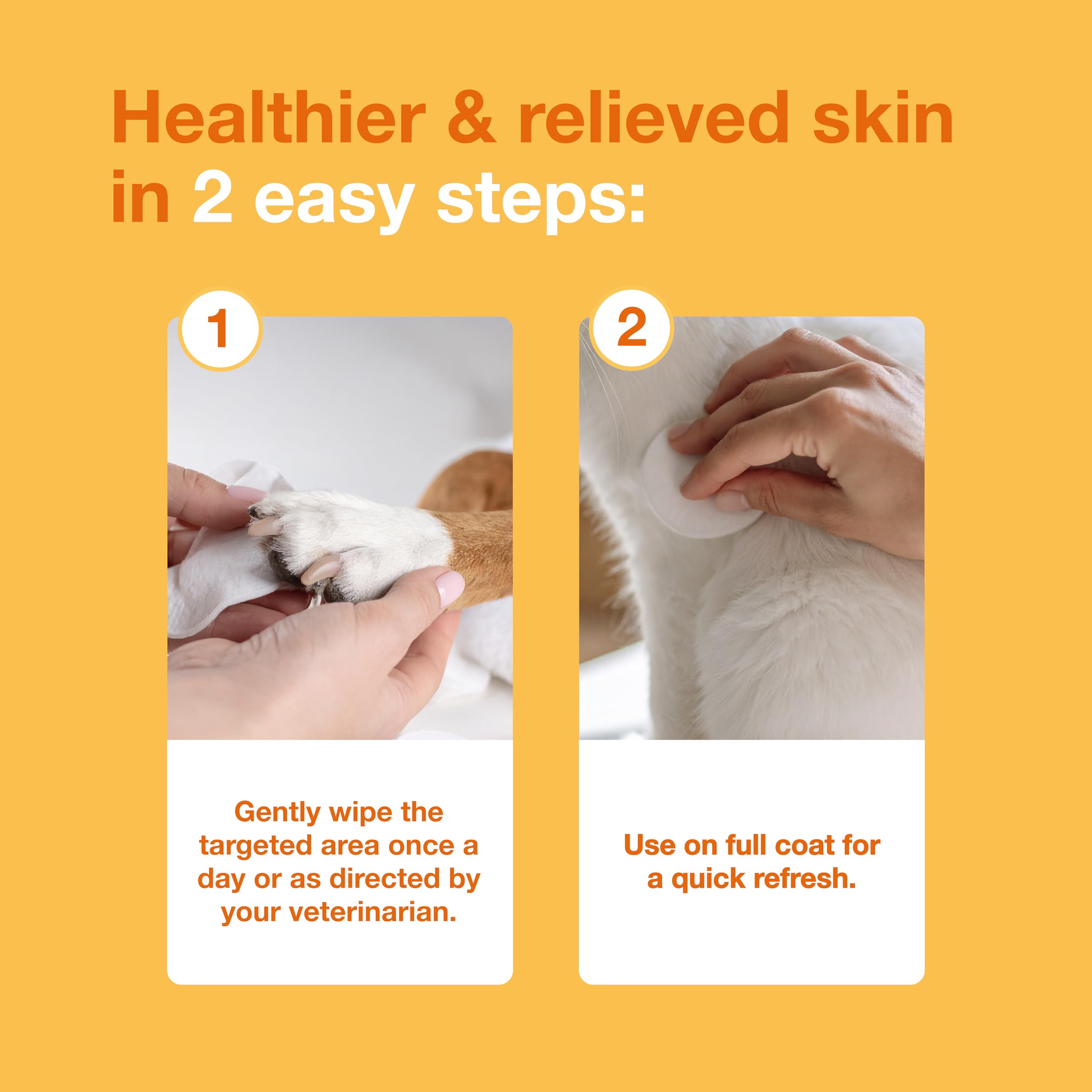 Affected skin gently cleansed with Douxo S3 Pyo Pads
