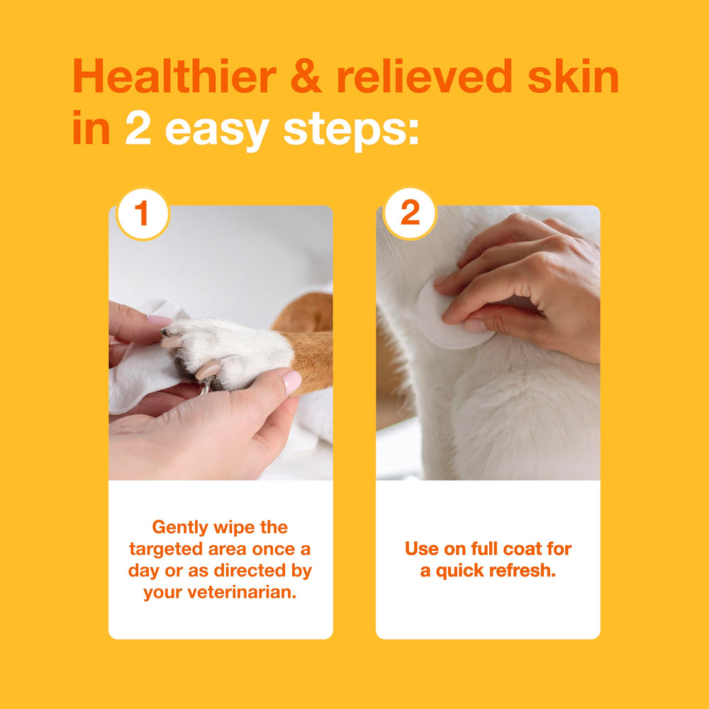Affected skin gently cleansed with Douxo S3 Pyo Pads
