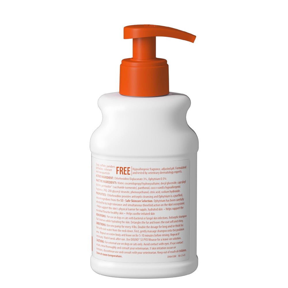 Douxo S3 Pyo Shampoo packaging and 6.7 oz size