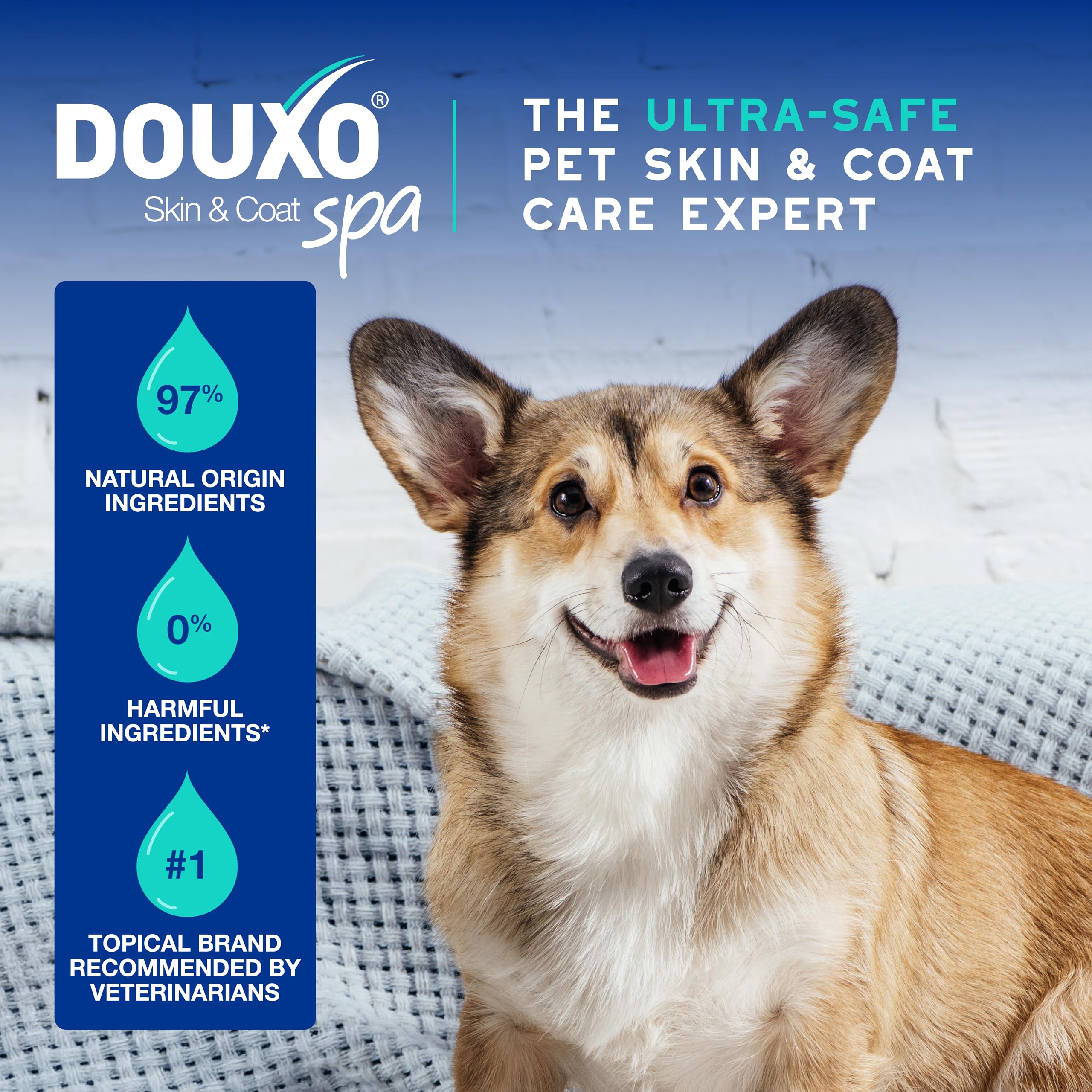 DOUXO spray coat-shine view shows healthier-looking fur after use.
