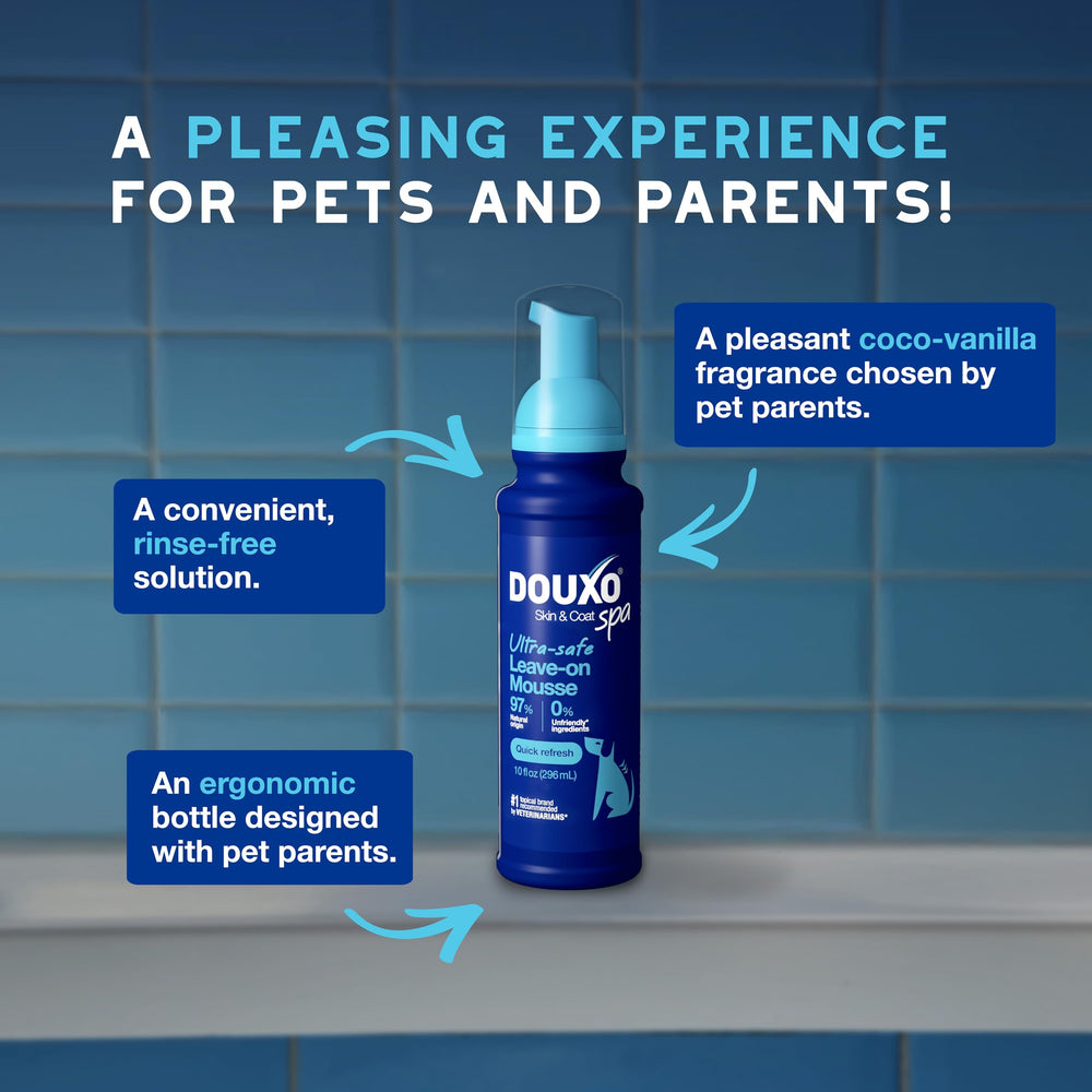 DOUXO mousse easy to apply and leaves coat soft.