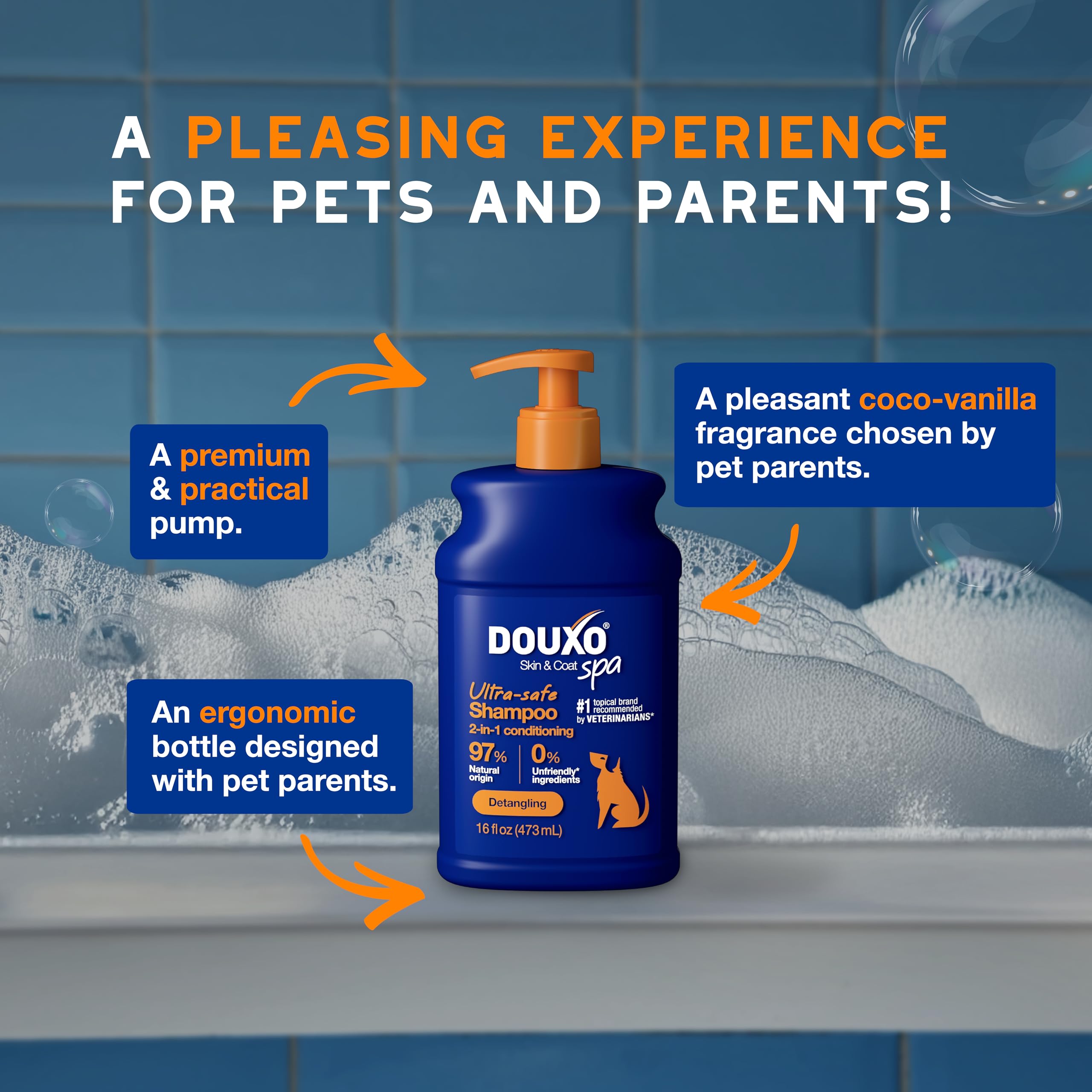 DOUXO Skin & Coat SPA vet recommended emblem beside packaging