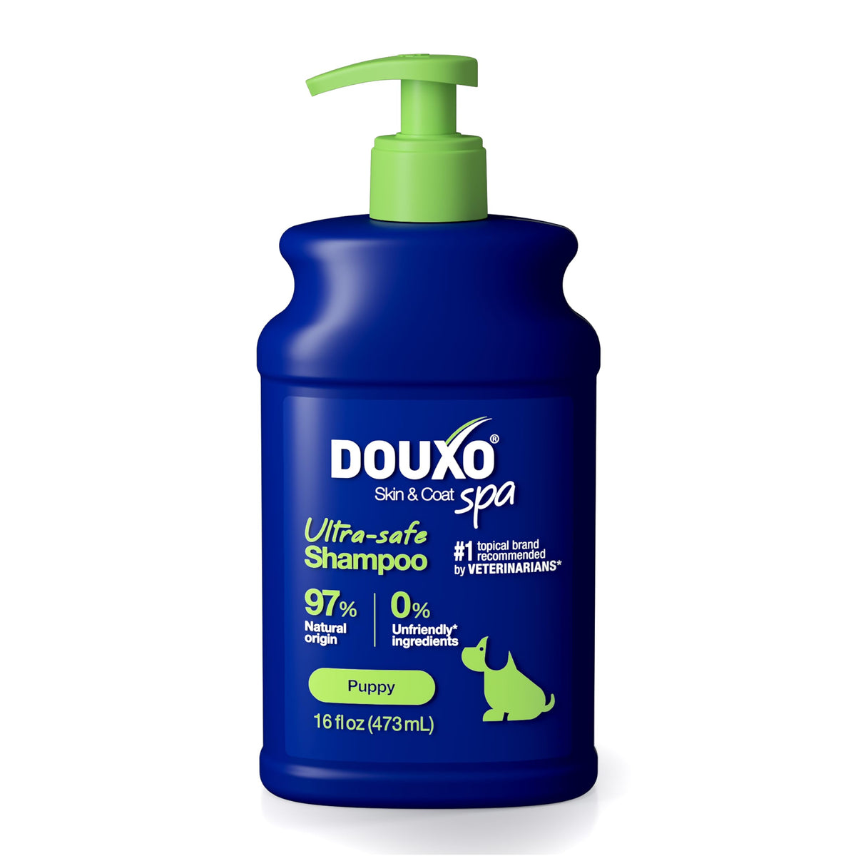 DOUXO Skin & Coat SPA bottle demonstrating gentle puppy cleansing