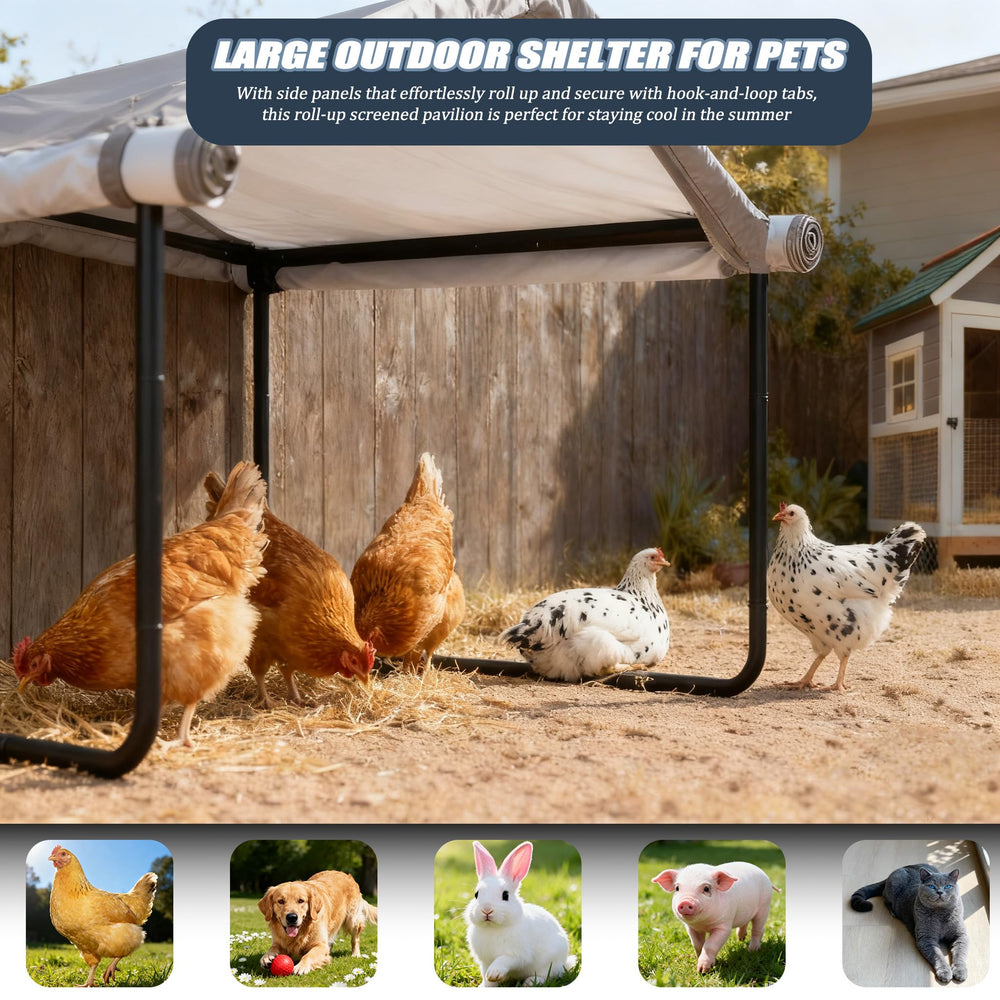 DOVACS dog pavilion steel frame emphasizes durability and stable setup for busy outdoor spaces.