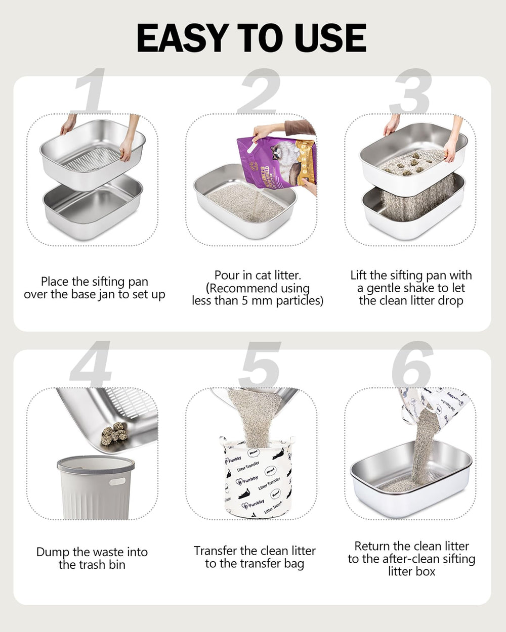 DOWANQO compatible with clumping and clay litter for flexibility.