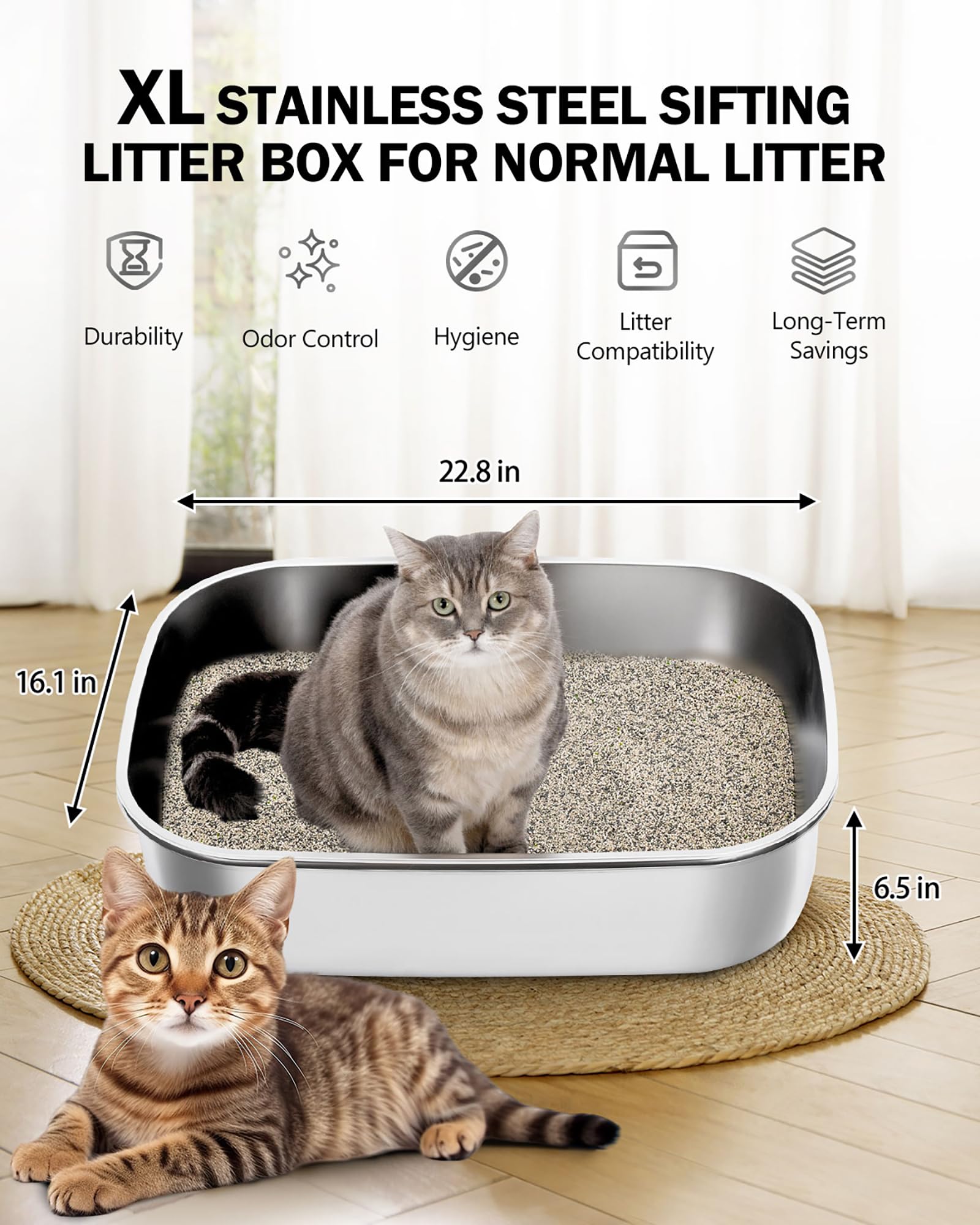 Dowanoqo stainless-steel litter box edges stay durable for safe use