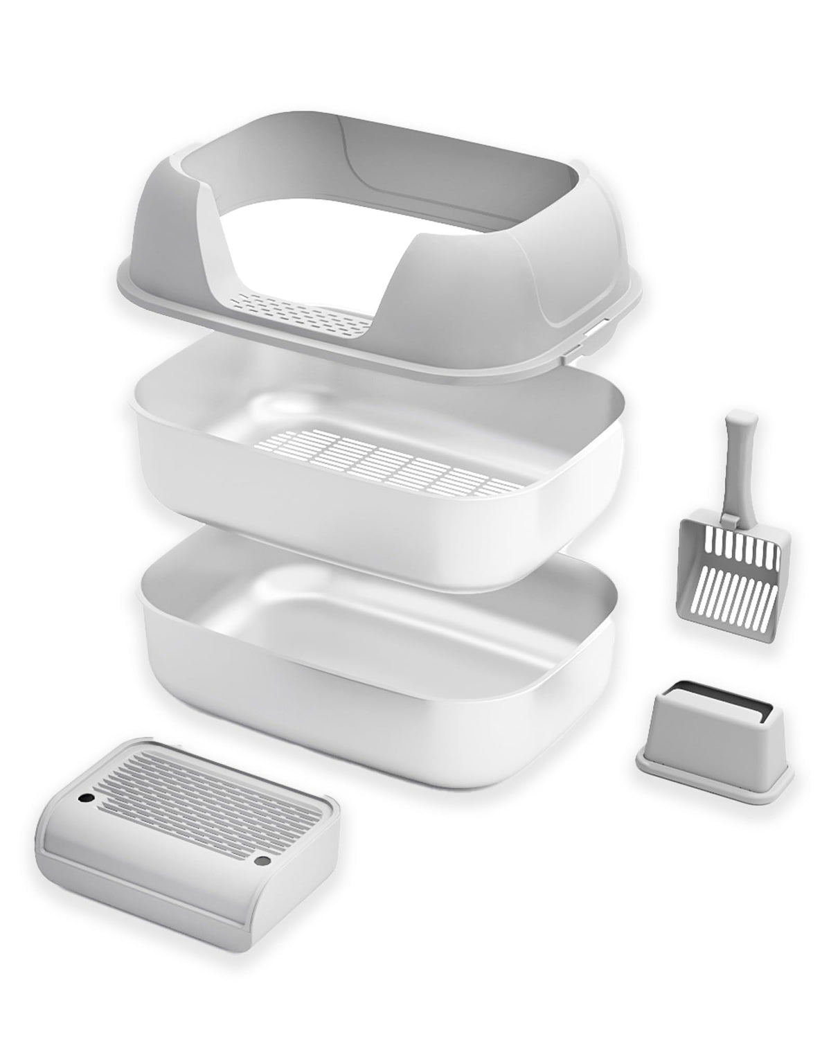 Dowanoqo stainless steel sifting litter box lid facilitates easy waste separation