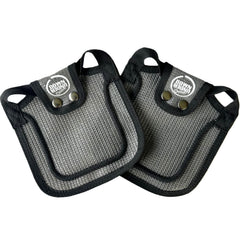 DOWN UNDER OUTDOORS 2-pack grey mesh saddles, side view, secure fit with adjustable straps