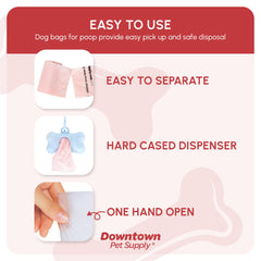 Downtown Pet Supply bone-shaped poop bag holder on leash, convenient on-the-go pickup.