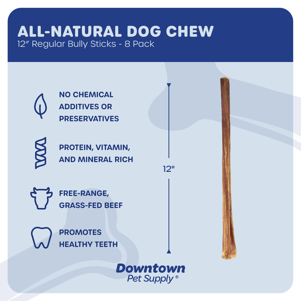 Downtown Pet Supply rawhide-free beef bully stick, a clean option for aggressive chewers.