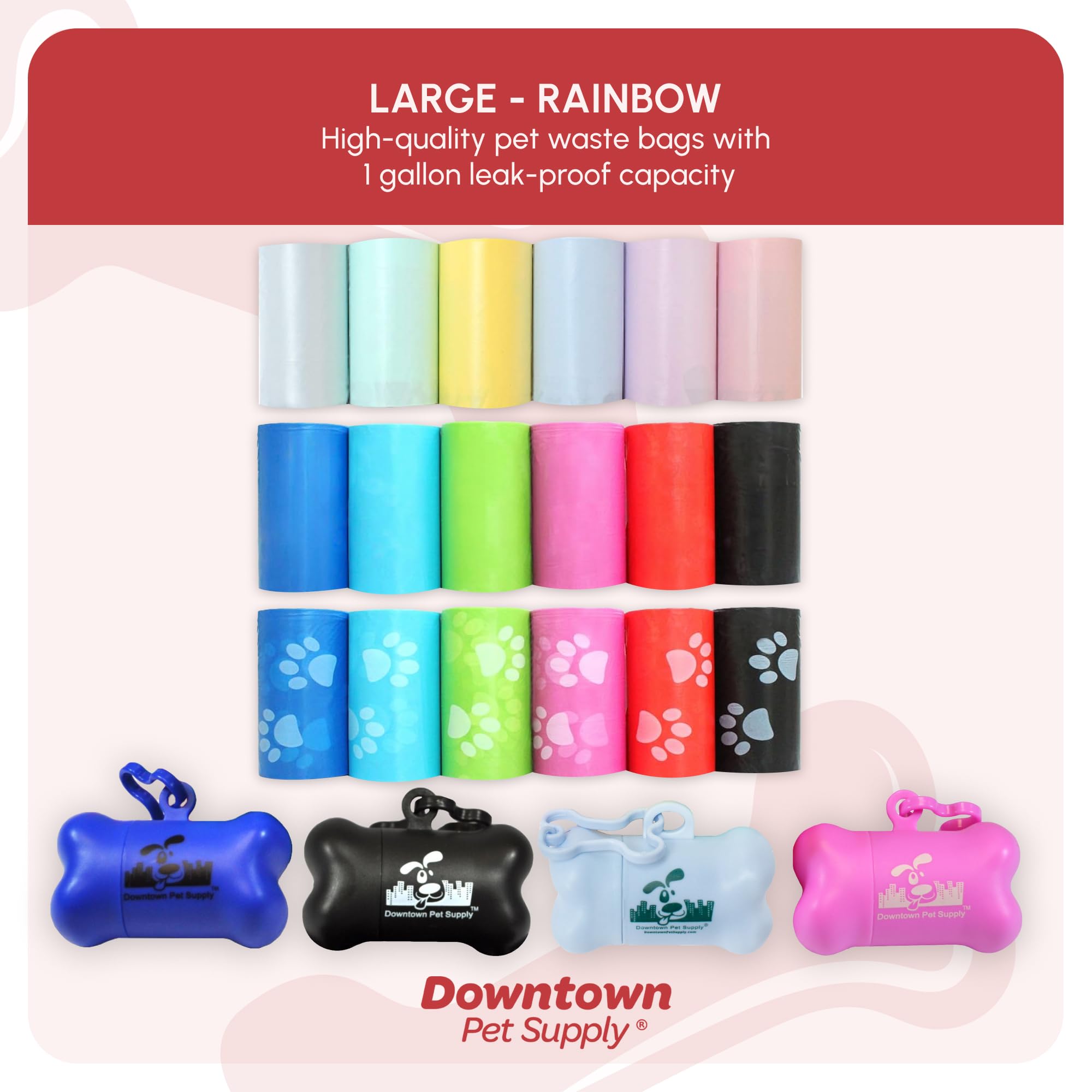 Downtown Pet Supply dispenser-on-leash setup for convenient waste bag access.