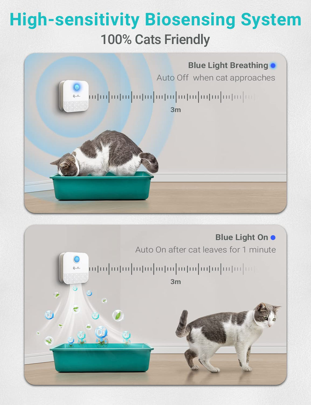 DownyPaws automatic sensing unit demonstrates touchless odor elimination