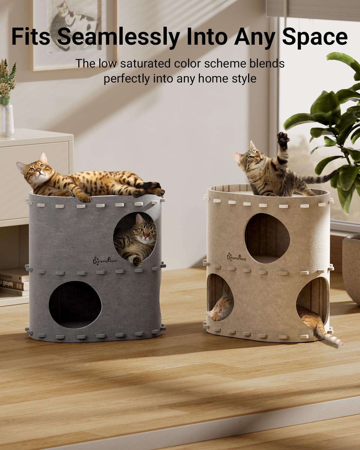DownyPaws sturdy felt surface resists scratches while staying comfy