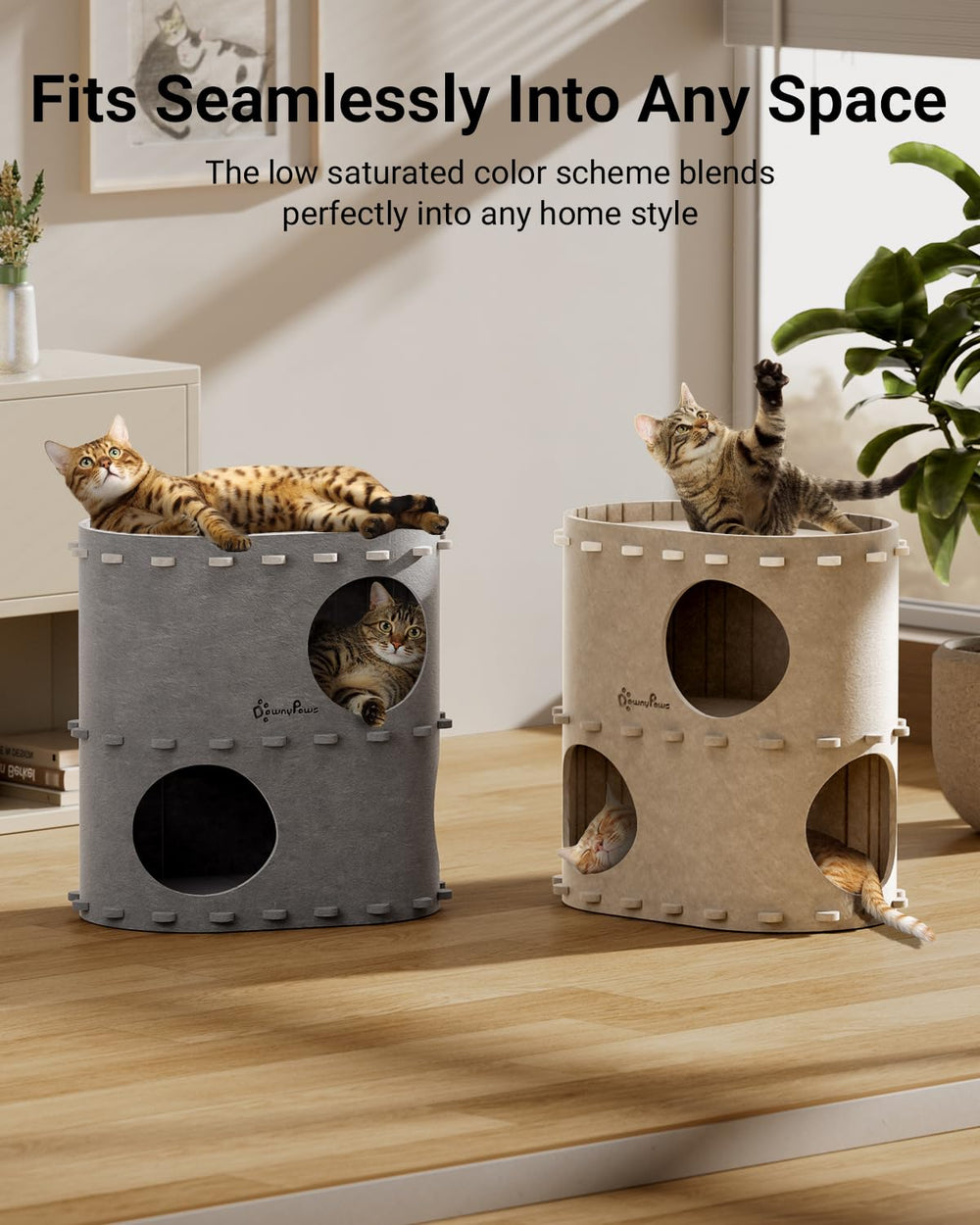 DownyPaws sturdy felt surface resists scratches while staying comfy