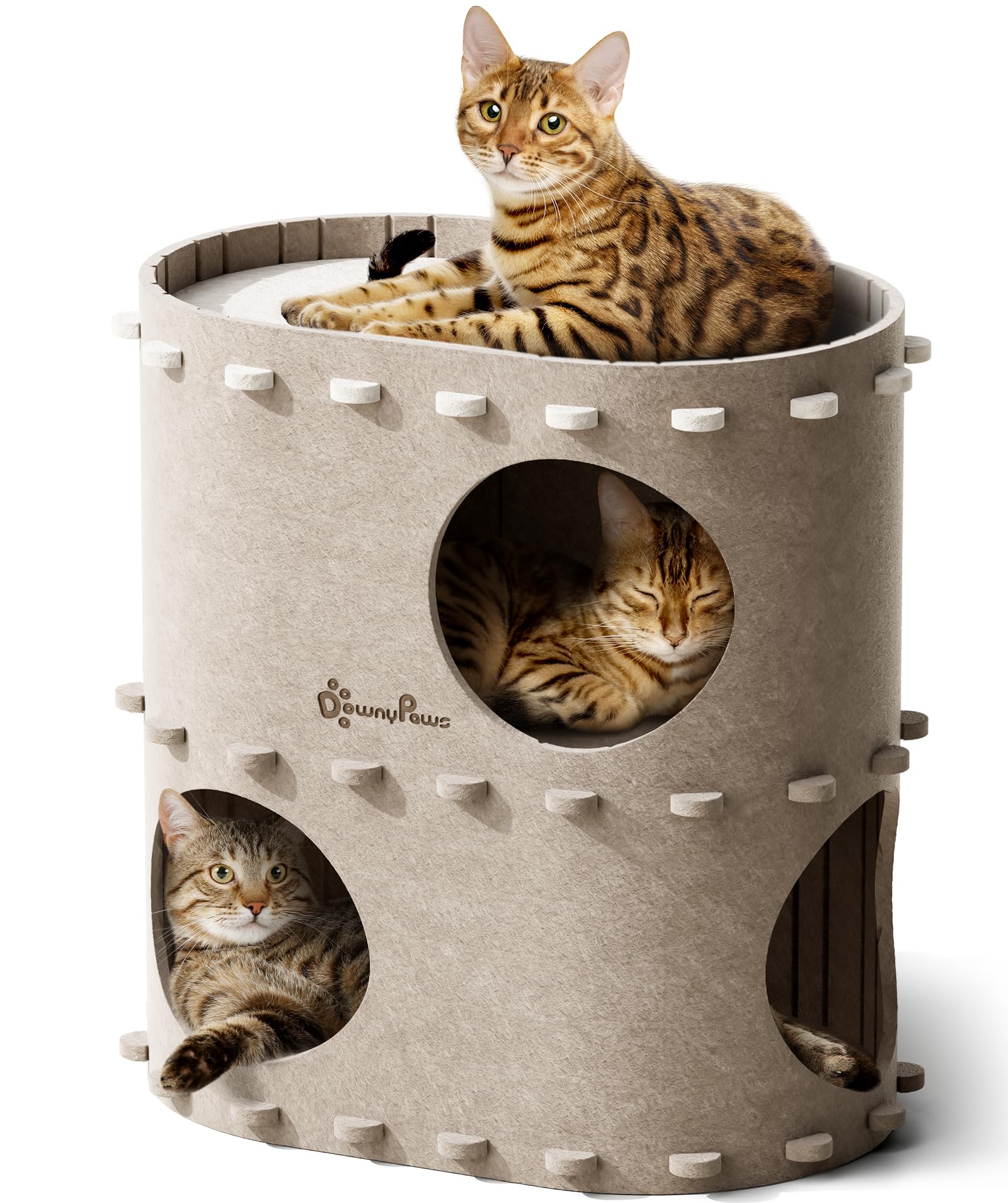 DownyPaws cat house indoor castle top view showing room for three cats