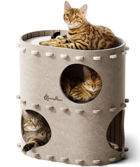 DownyPaws cat house indoor castle top view showing room for three cats