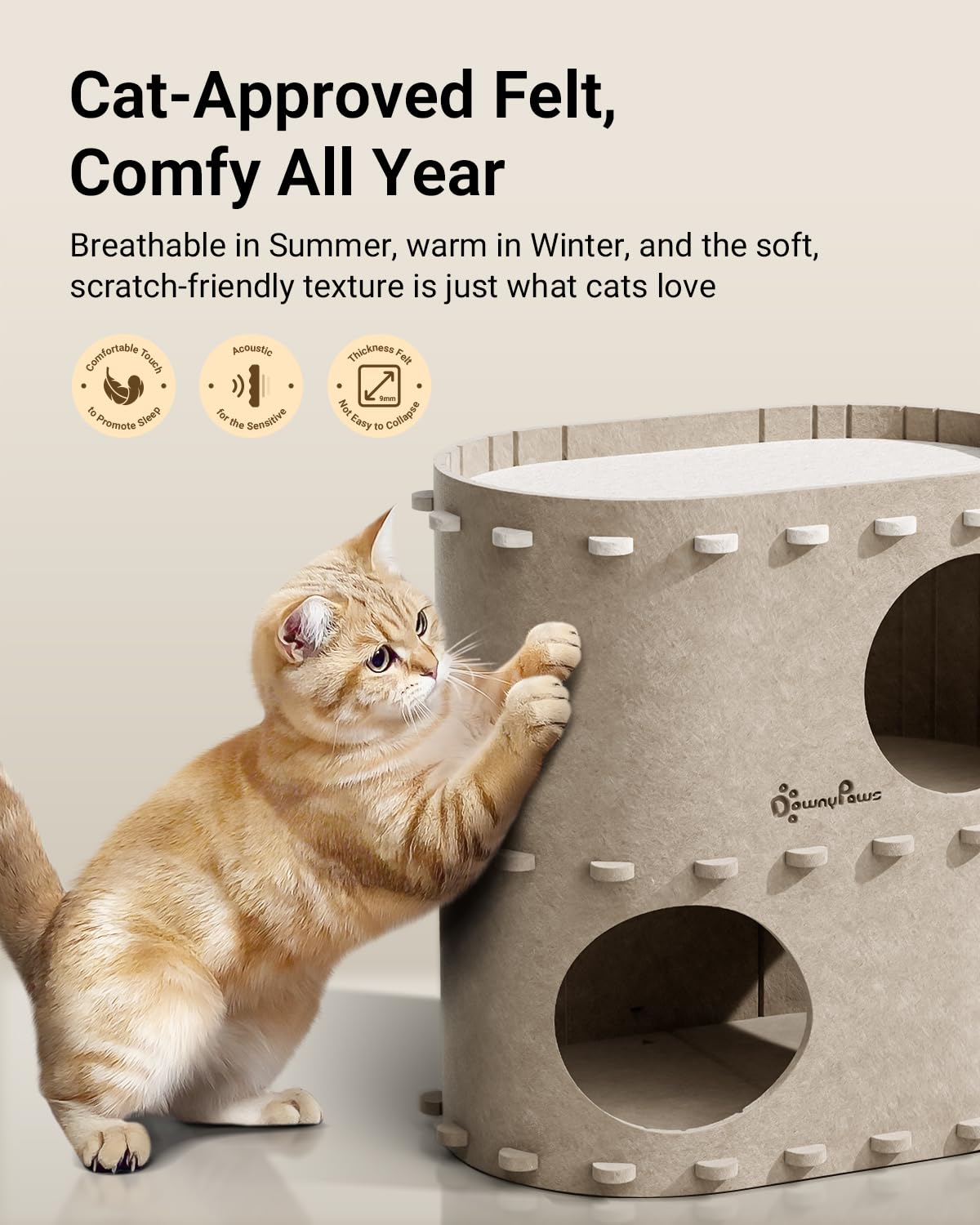DownyPaws cat tunnel bed with 360 cave for hide and seek