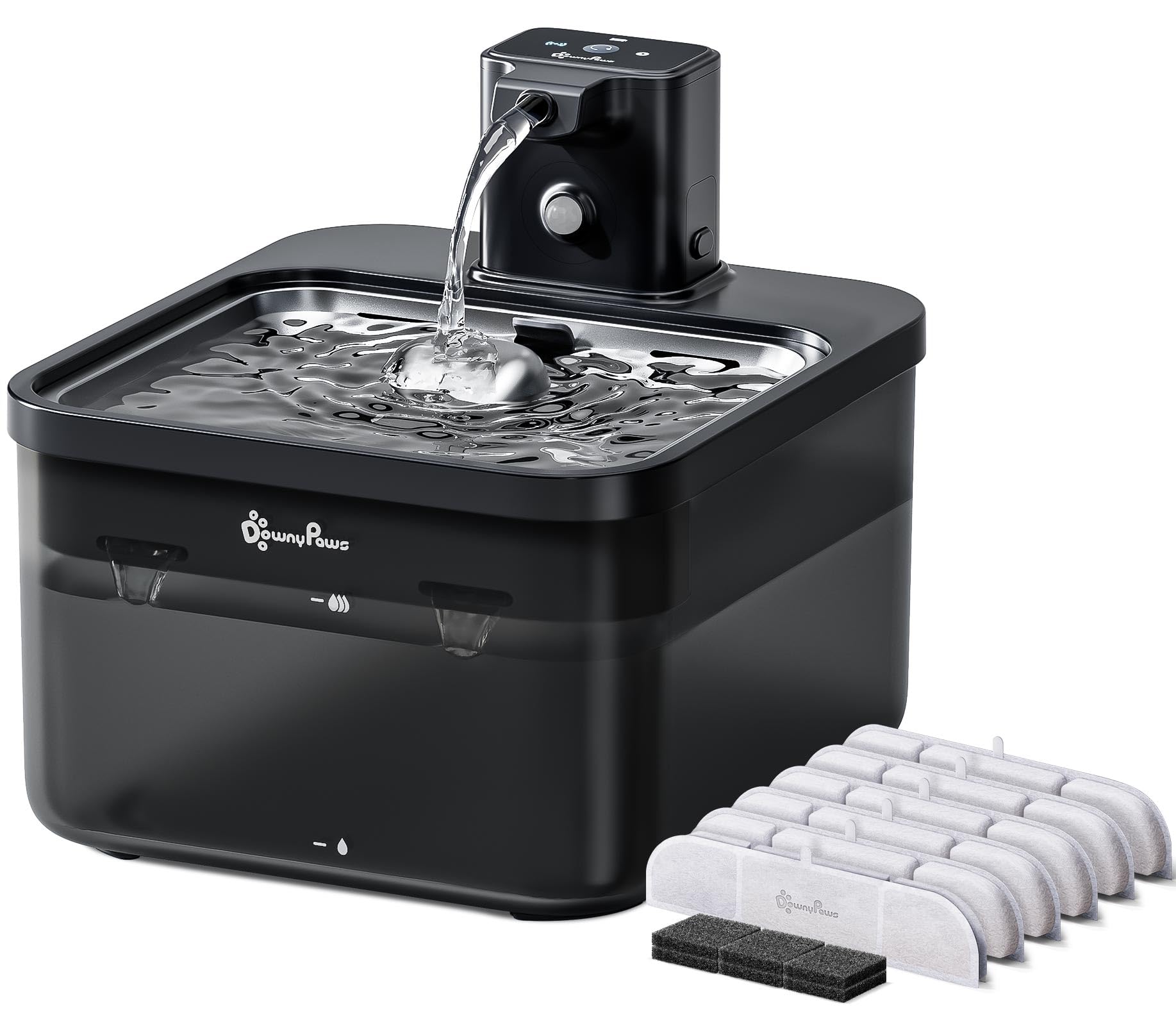 DownyPaws cordless fountain in living room view for easy hydration