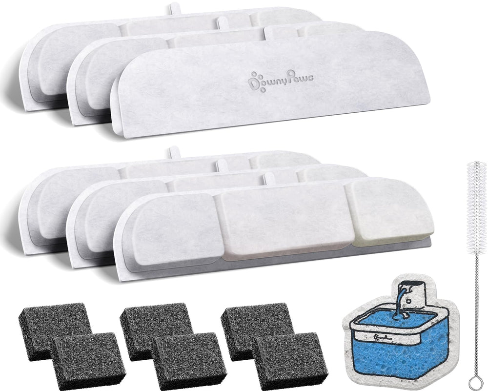 DownyPaws DPWFP6 six-pack replacement filters improve cat fountain water taste and clarity