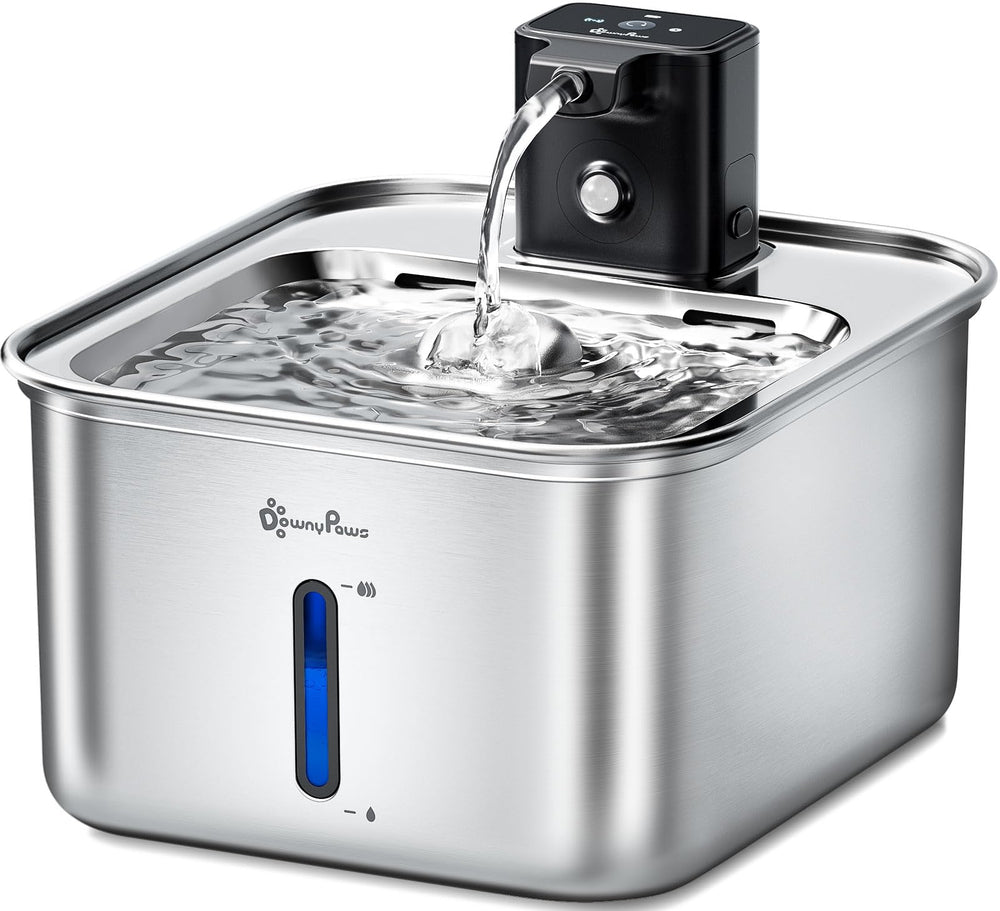 DownyPaws FurSink front view showcases durable stainless steel for safe hydration.