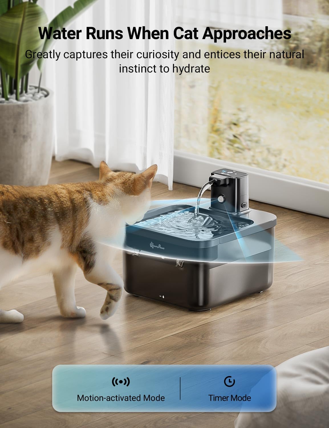 DownyPaws motion-sensor activation triggers water flow