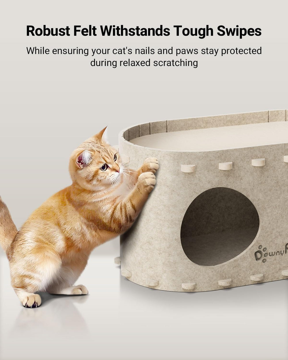 DownyPaws PeekaPurr 360-degree embrace creates a private hideaway.