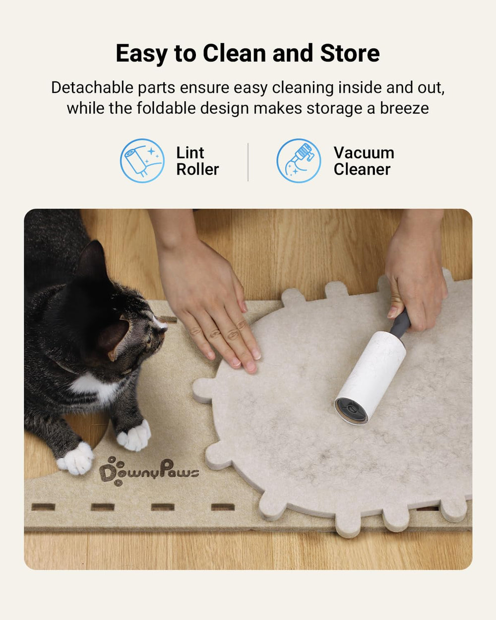 DownyPaws PeekaPurr assembly and fold-flat design enables quick setup.