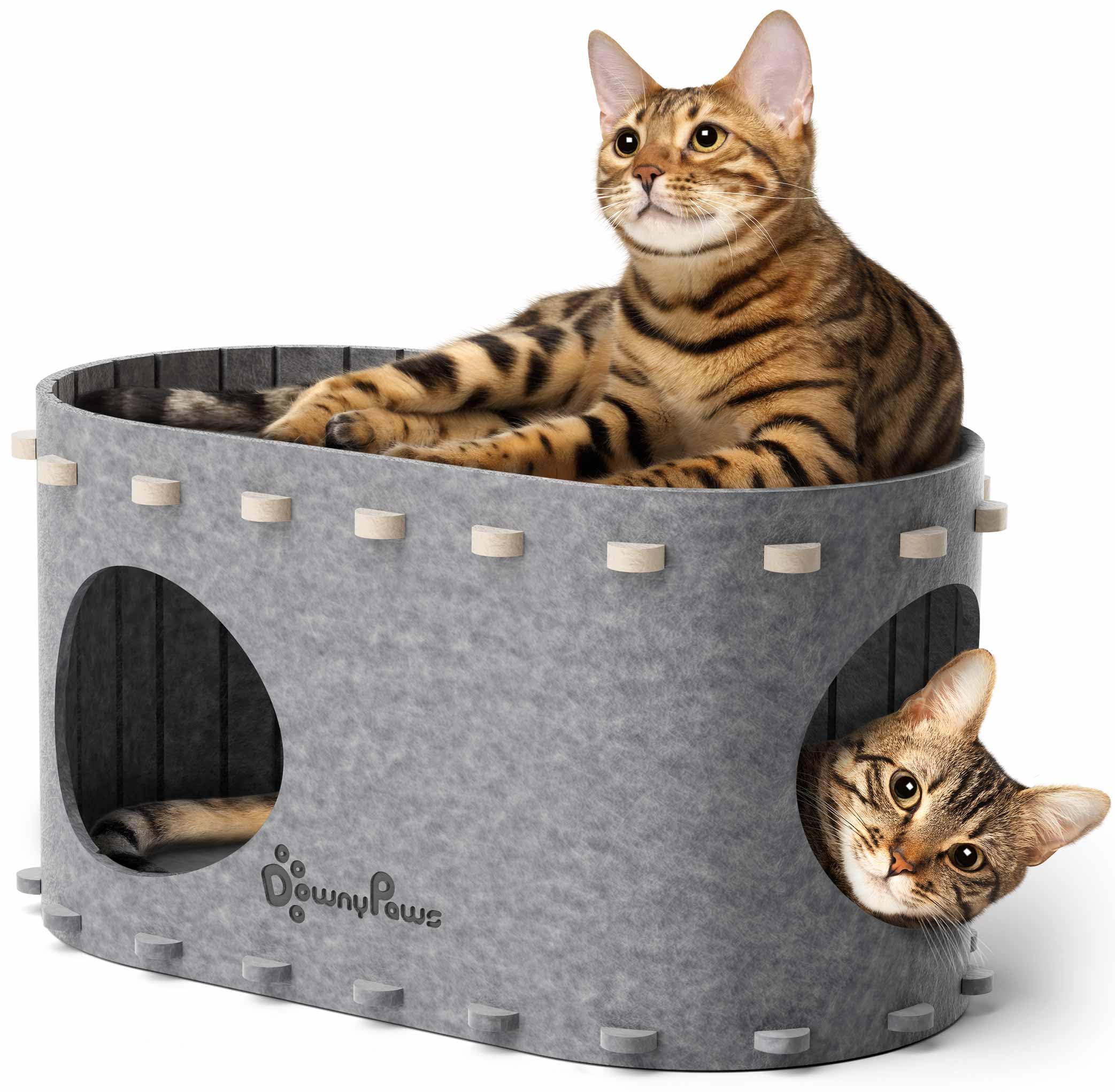 DownyPaws PeekaPurr cat cave front view offers a cozy retreat for indoor cats