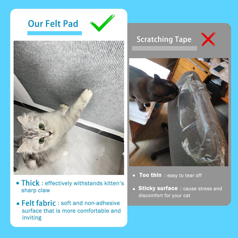 Gentle felt surface soothes claws while protecting surfaces.