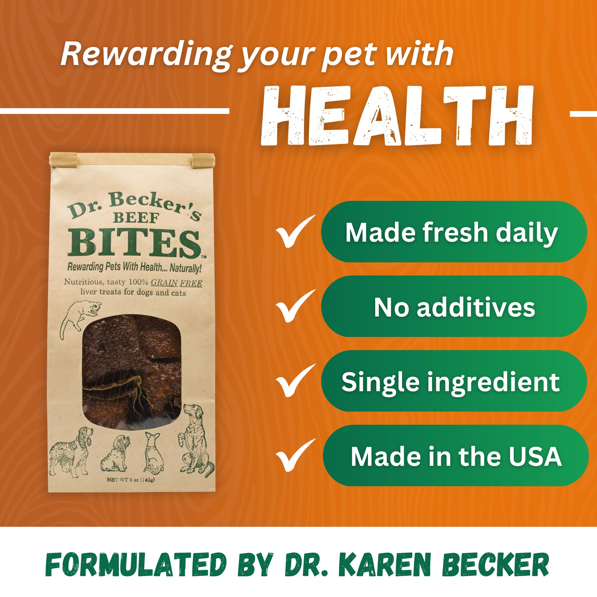 Dr. Becker's Beef Bites chip texture closeup illustrates a crisp, trainable reward.
