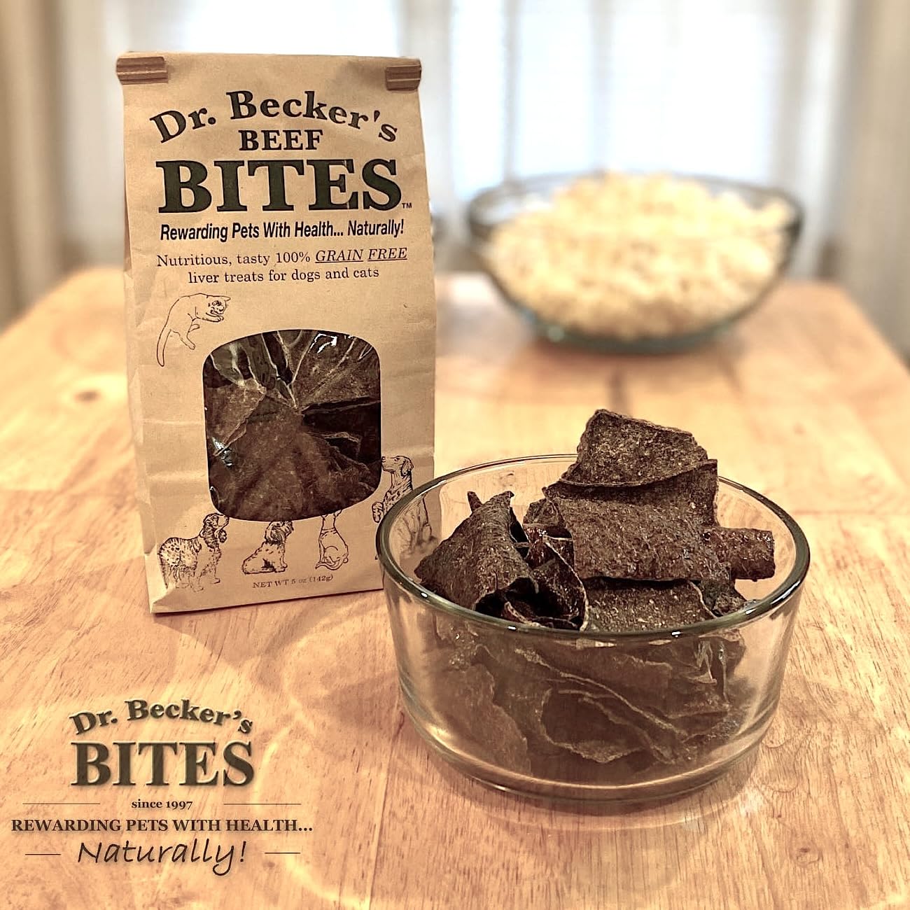 Dr. Becker's senior-friendly bites designed for easier handling by older pets.