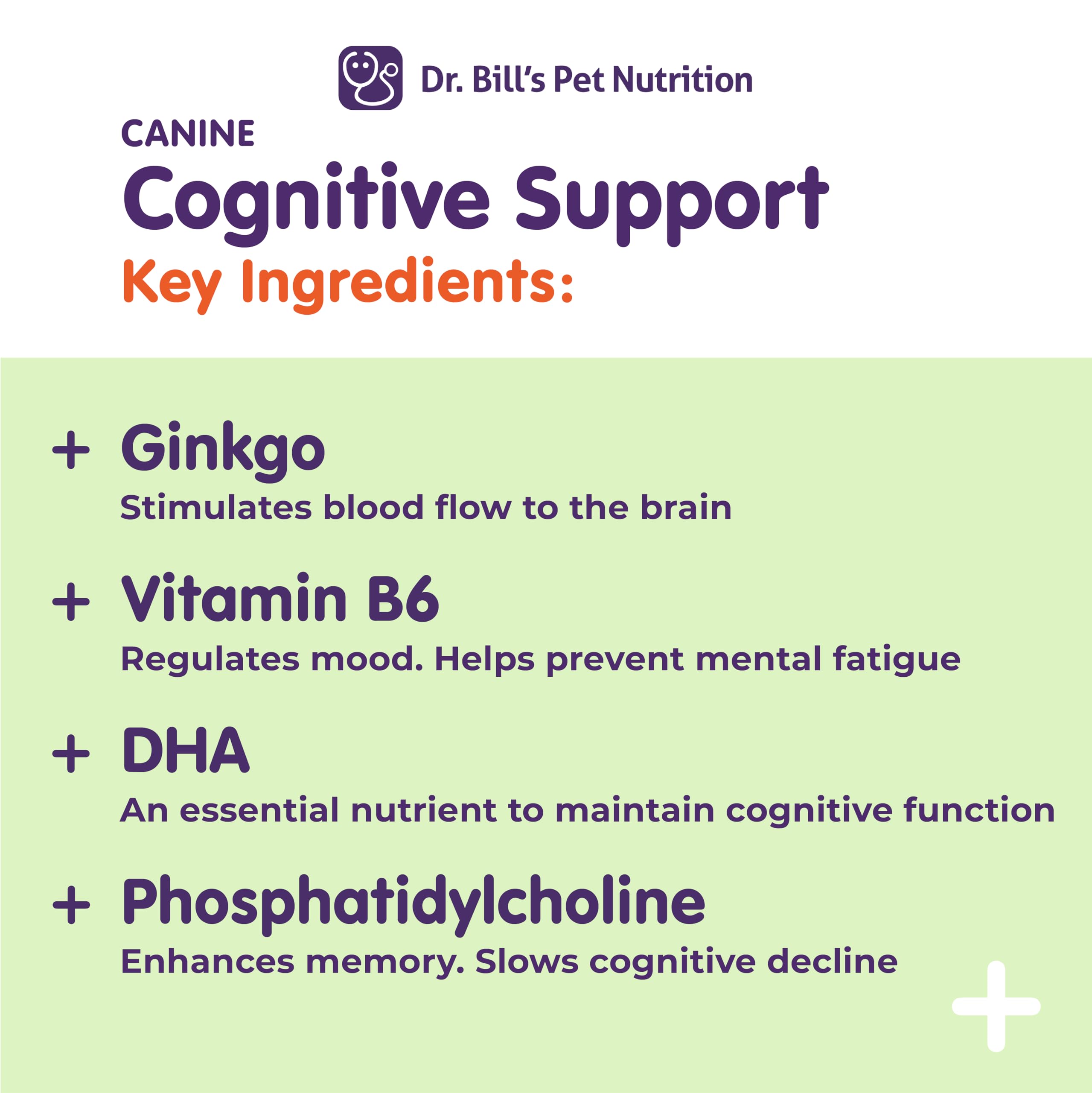 Dr. Bill's cognitive support packaging and label highlighting key ingredients for brain health