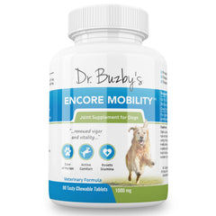 Dr. Buzby’s Encore Mobility deer velvet tablet for joint support in senior dogs.