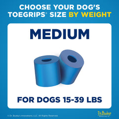 ToeGrips mounted on a dog's nails prevent slipping on slick wooden floors.