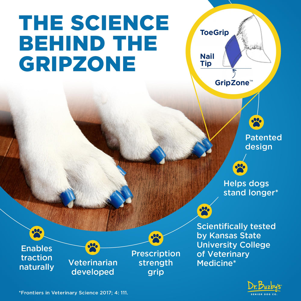 Dr. Buzby's ToeGrips provide anti-slip traction for daily activities at home.