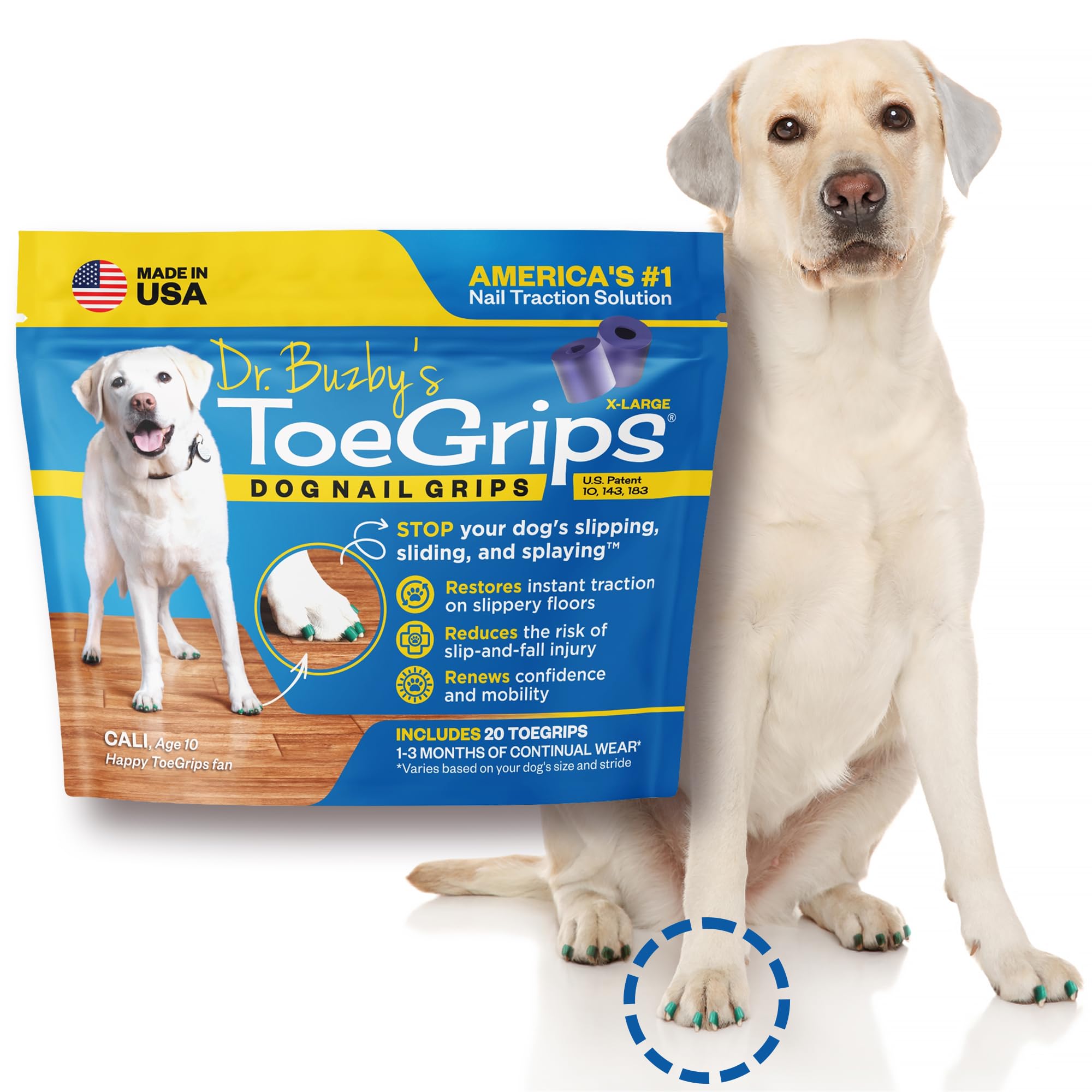 Dog confidently navigating stairs with ToeGrips XLarge