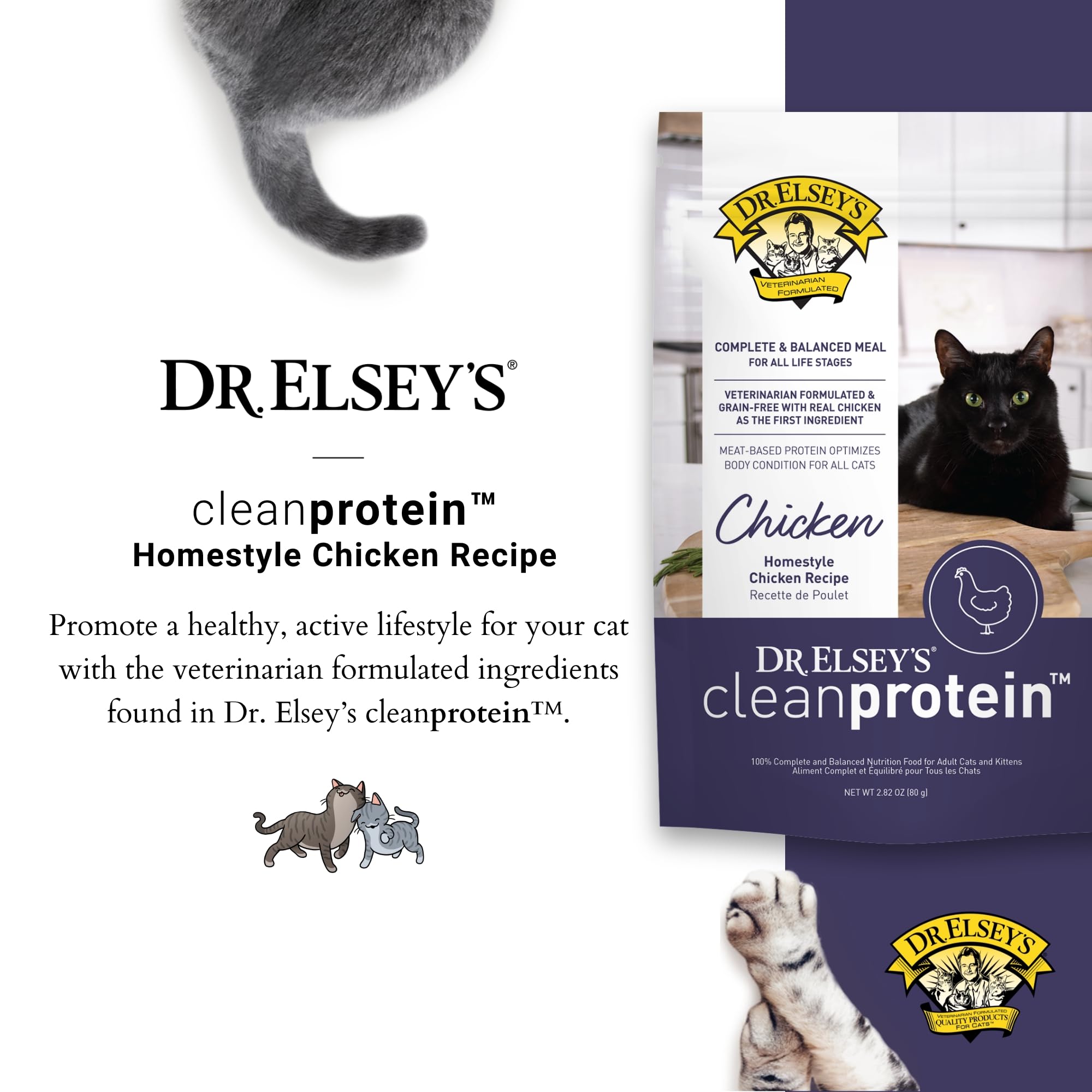 Dr. Elsey's Clean Protein Chicken Homestyle Pouch: grain-free recipe with no fillers.