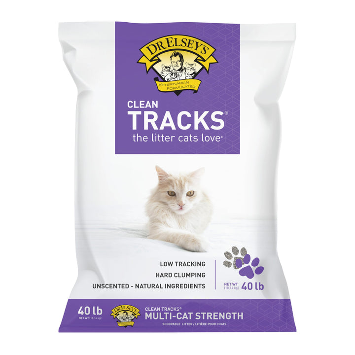 Dr. Elsey's Clean Tracks bentonite clay forms hard clumps for easy scooping.