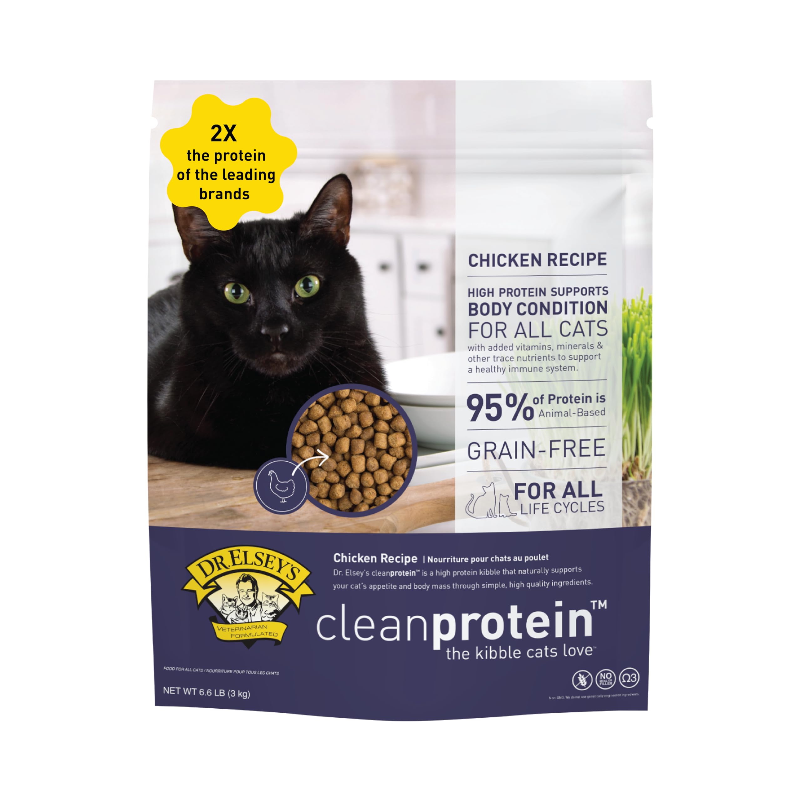 Dr. Elsey's CleanProtein 2lb bag of chicken kibble for easy daily feeding