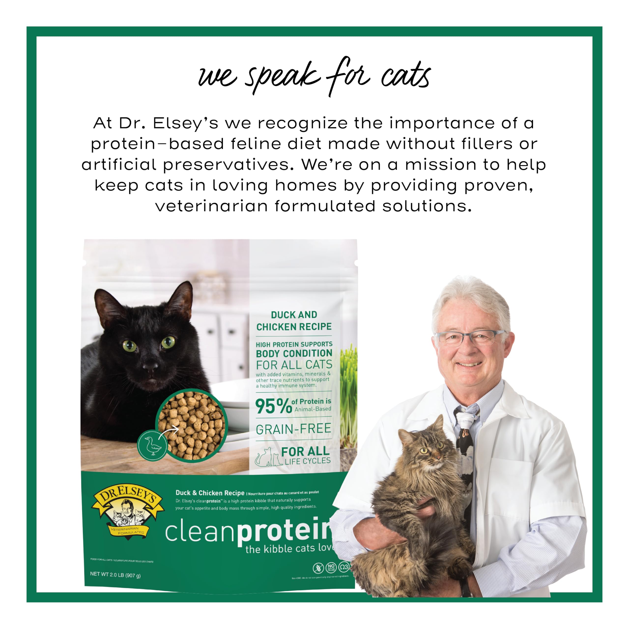 Duck-based protein supports various cat meals and mixing with wet food
