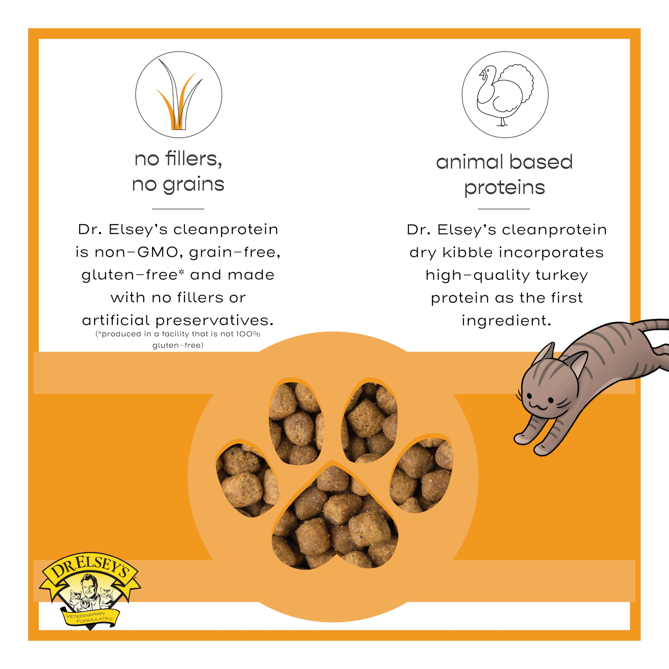 Close-up of Dr. Elsey's kibble texture showing protein-rich pieces