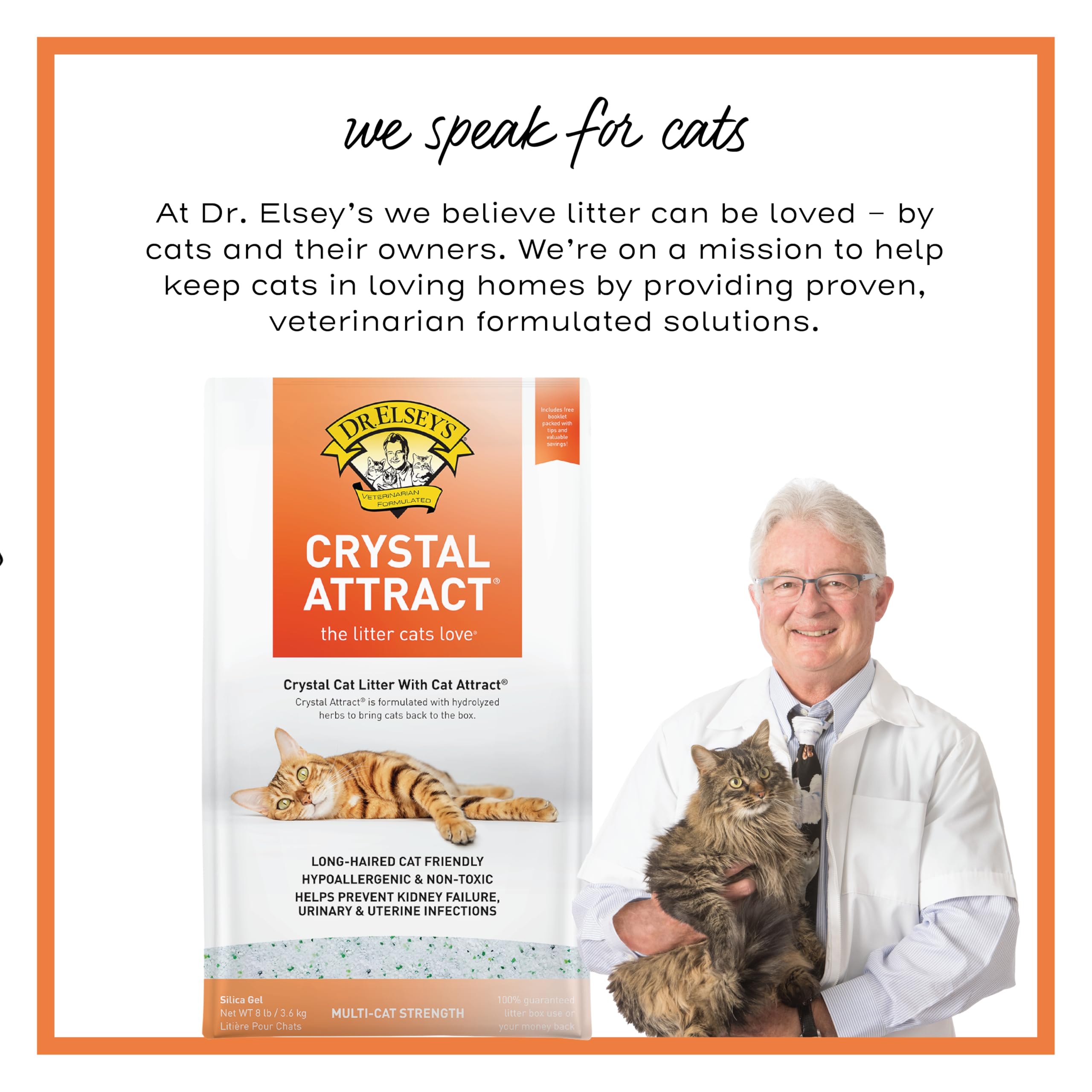 Dr. Elsey's Crystal Attract cat using litter demonstrates low tracking.