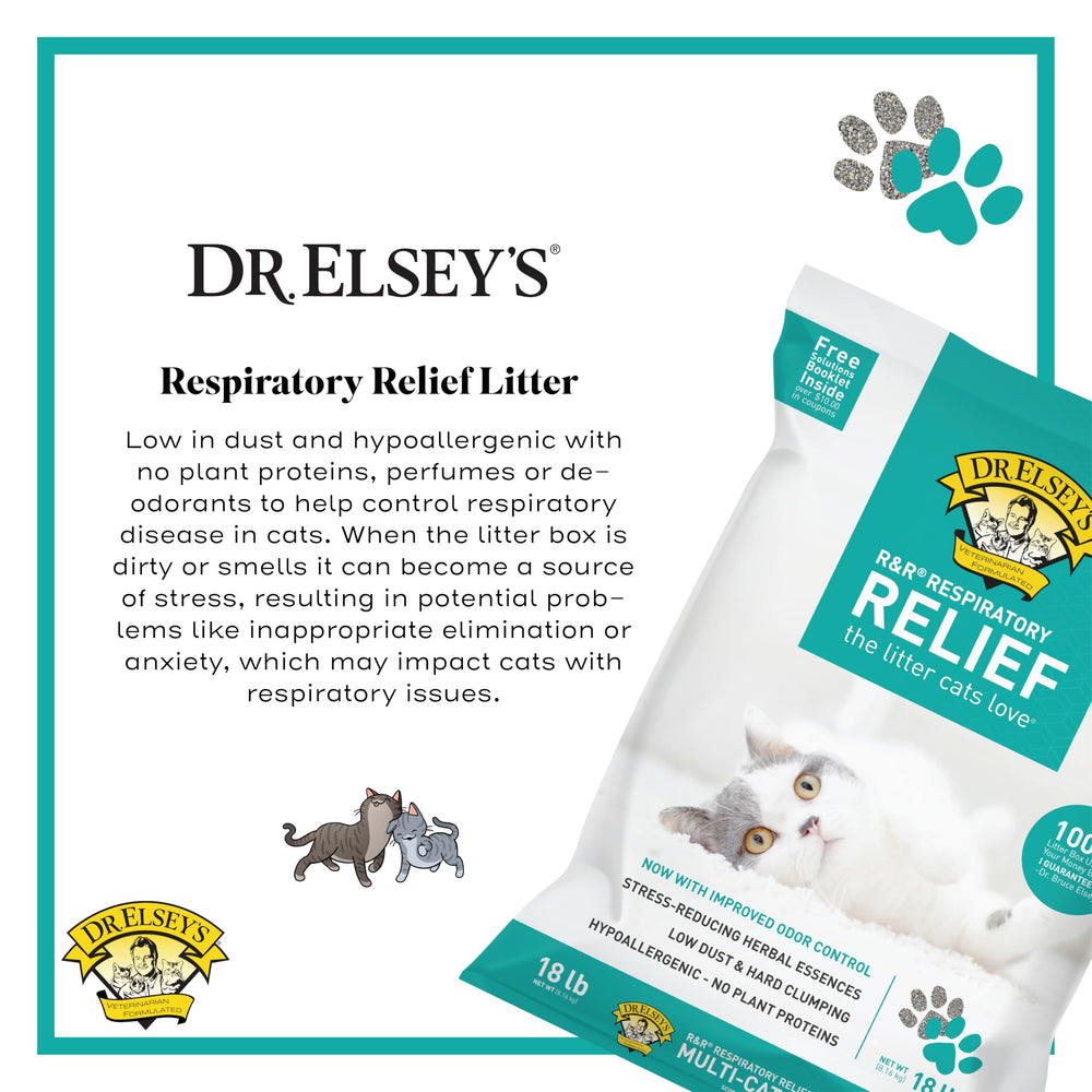 Dr. Elsey's low-dust litter keeps air cleaner for sensitive cats.